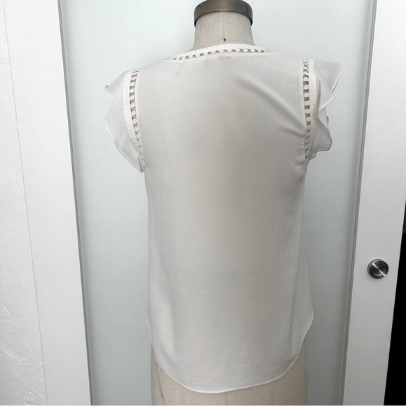Rebecca Taylor white semi sheer blouse top size 0 - Picture 2 of 9